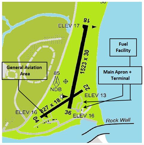 Map of Moruya Airport and facilities