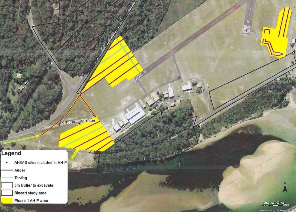 Map showing the area approved for test pitting