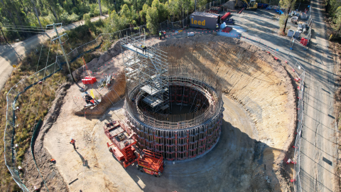 A reservoir being built