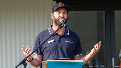 Scott McNairn MCs at the Mogo Event Launch