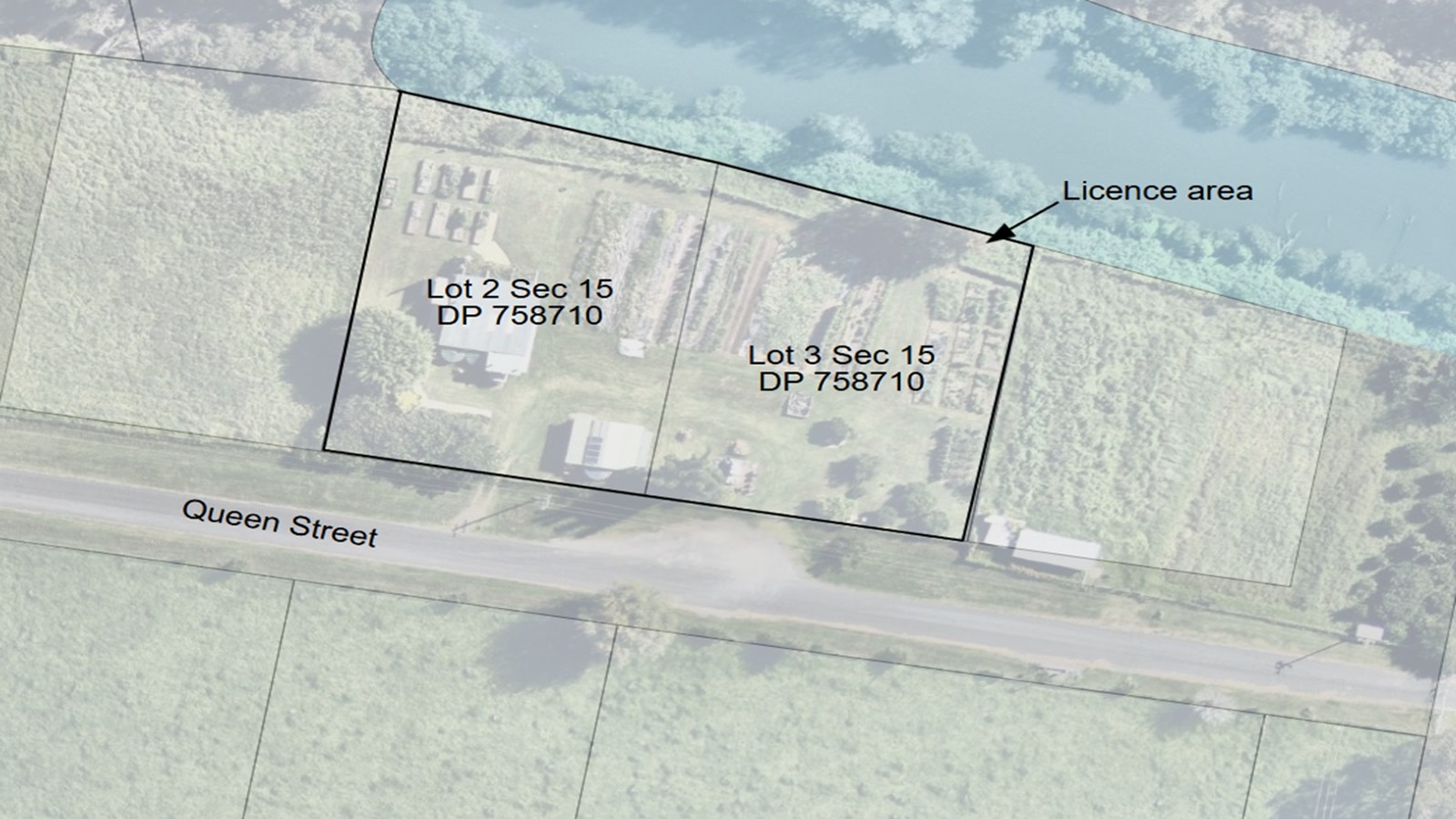 Aerial diagram of 114-120 Queen Street (Lots 2 and 3 Section 15 DP 758710), Moruya NSW