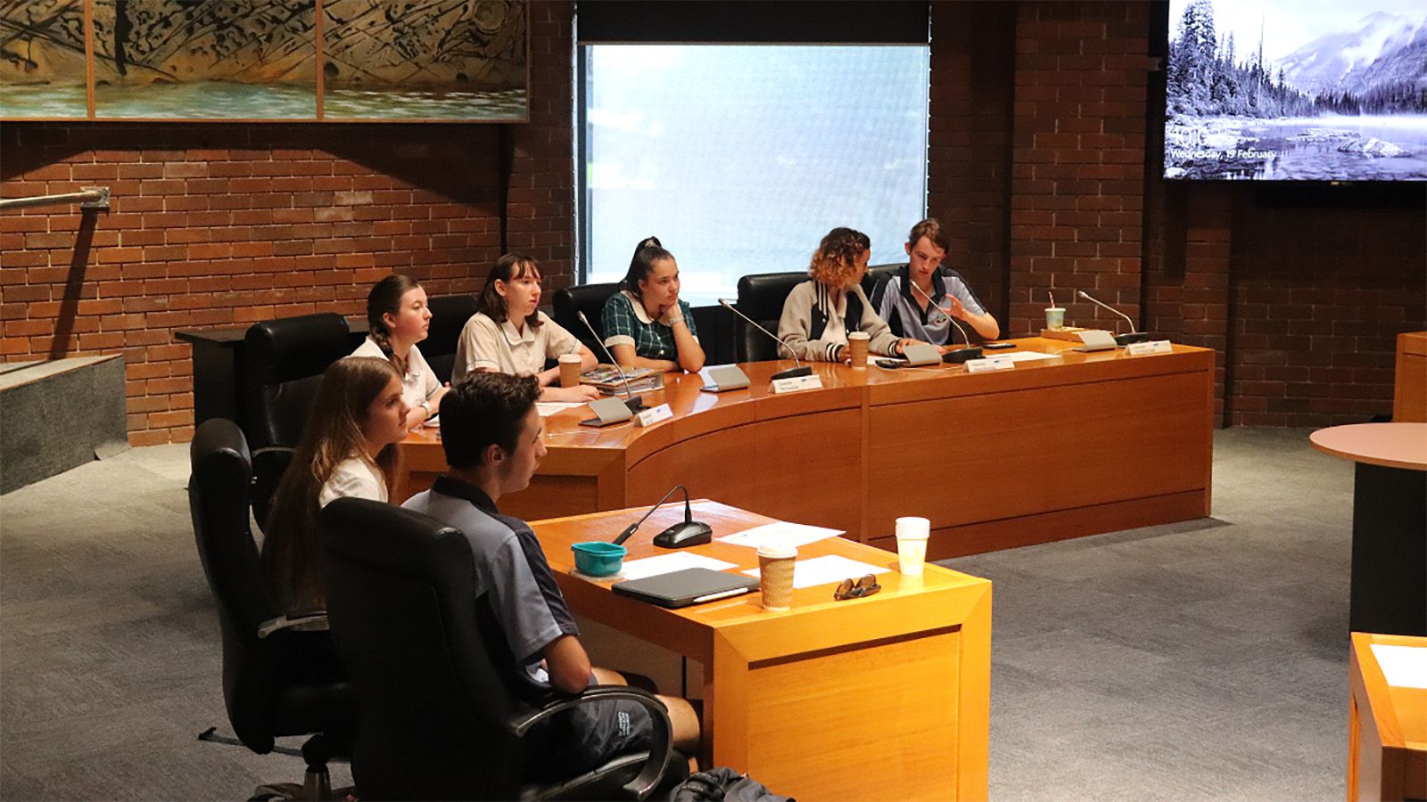 Members of Eurobodalla's youth committee in Council chambers banner image