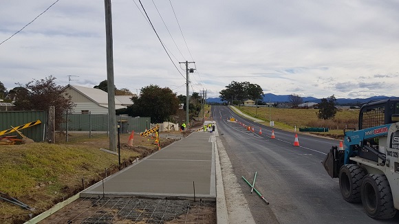 A section of the concrete shared pathway is being built. 