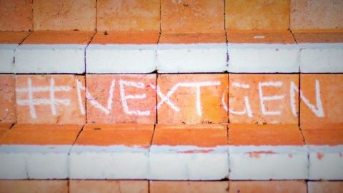 brick steps with #NextGen written in chalk