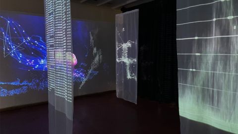 A room of digital projections.