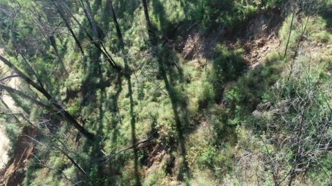 Aerial photograph of a steep slope.
