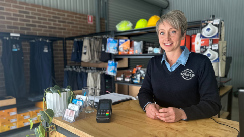 Woman standing at a counter