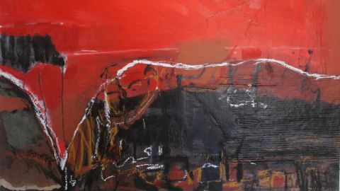 Artwork by Geoffrey Odgers titled Elephant Rock One Tree Beach Red Brown 2023.jpg