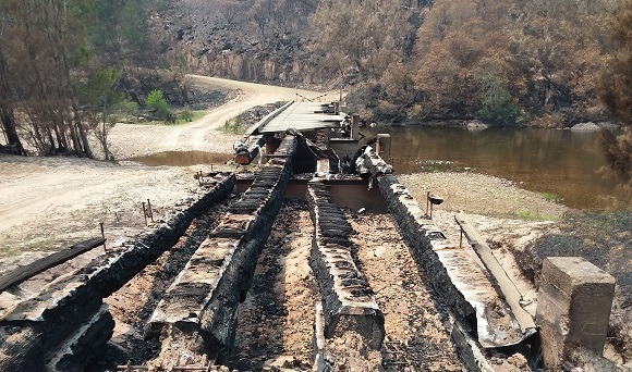 Image THe bridge is severely burnt and not much remains