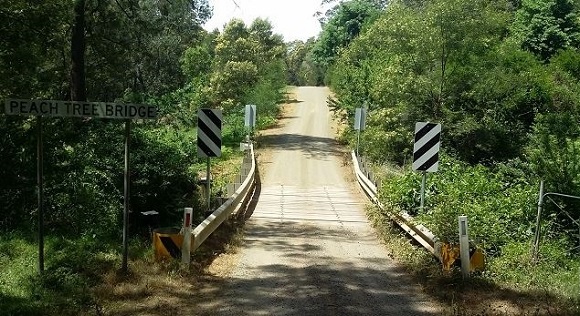 Image The timber bridge sits in a green setting