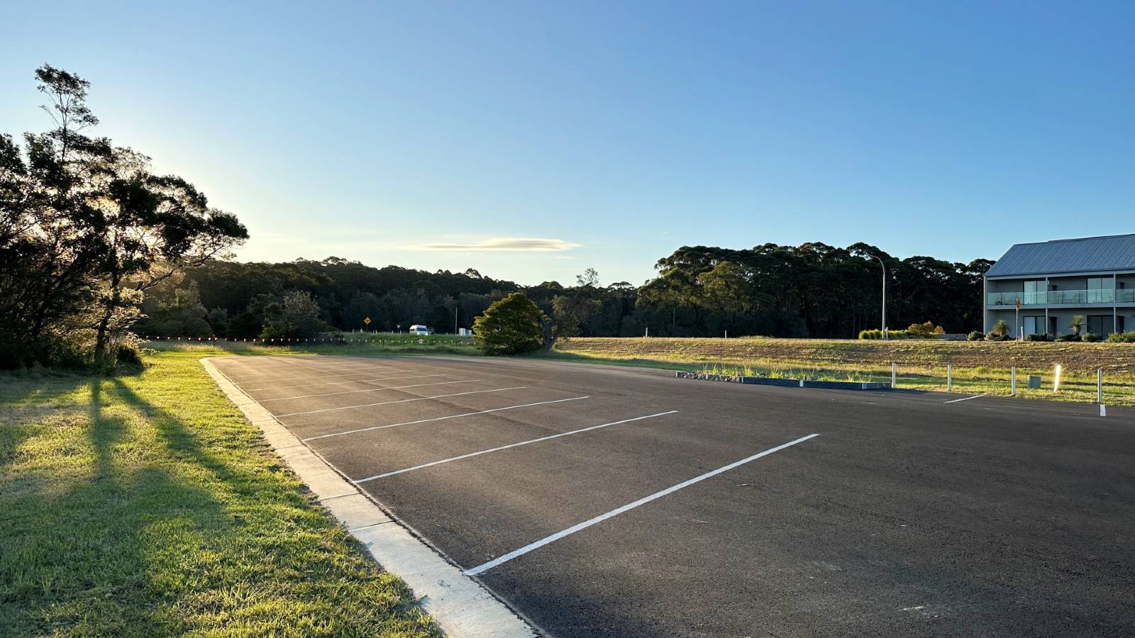 Image Linemarking sets out parking spaces for vehicles towing boat trailers.