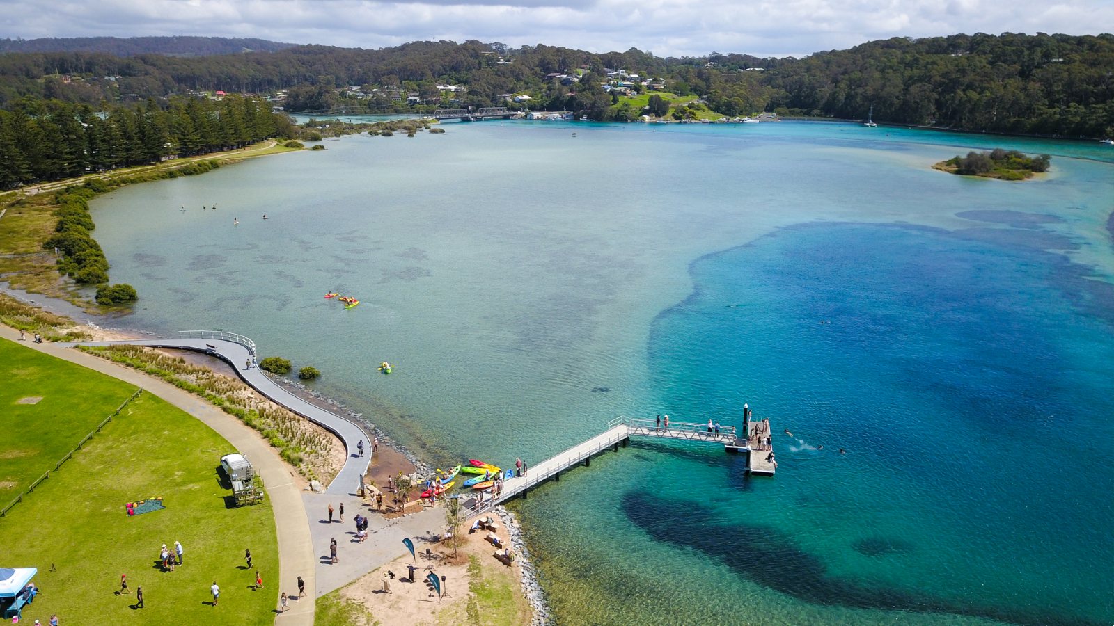 Image Aerial view of the Wagonga Inlet Living Shoreline project at Wagonga Inlet
