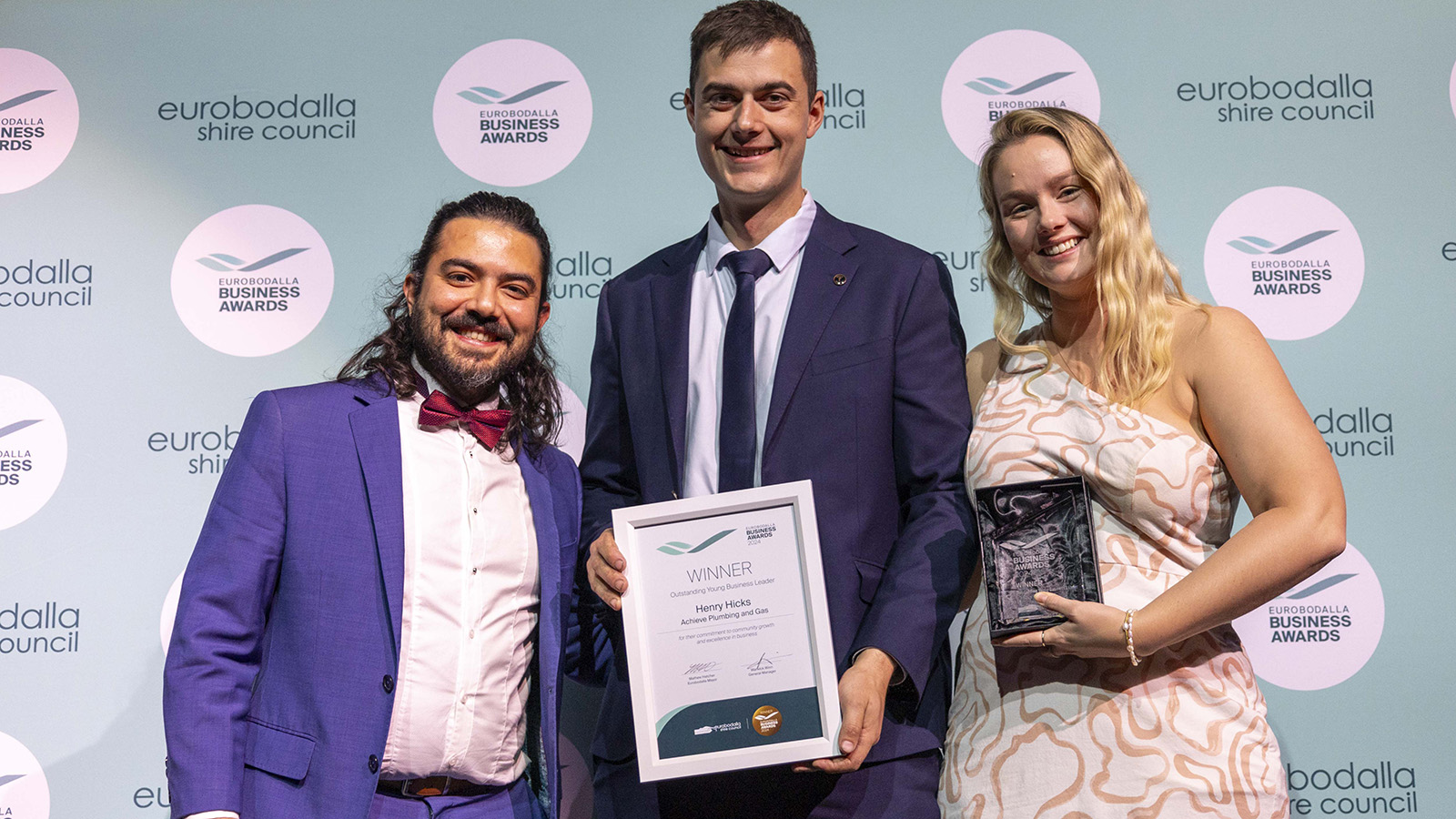 Image Winners of Outstanding Young Business Leader Henry Hicks, Achieve Plumbing and Gas