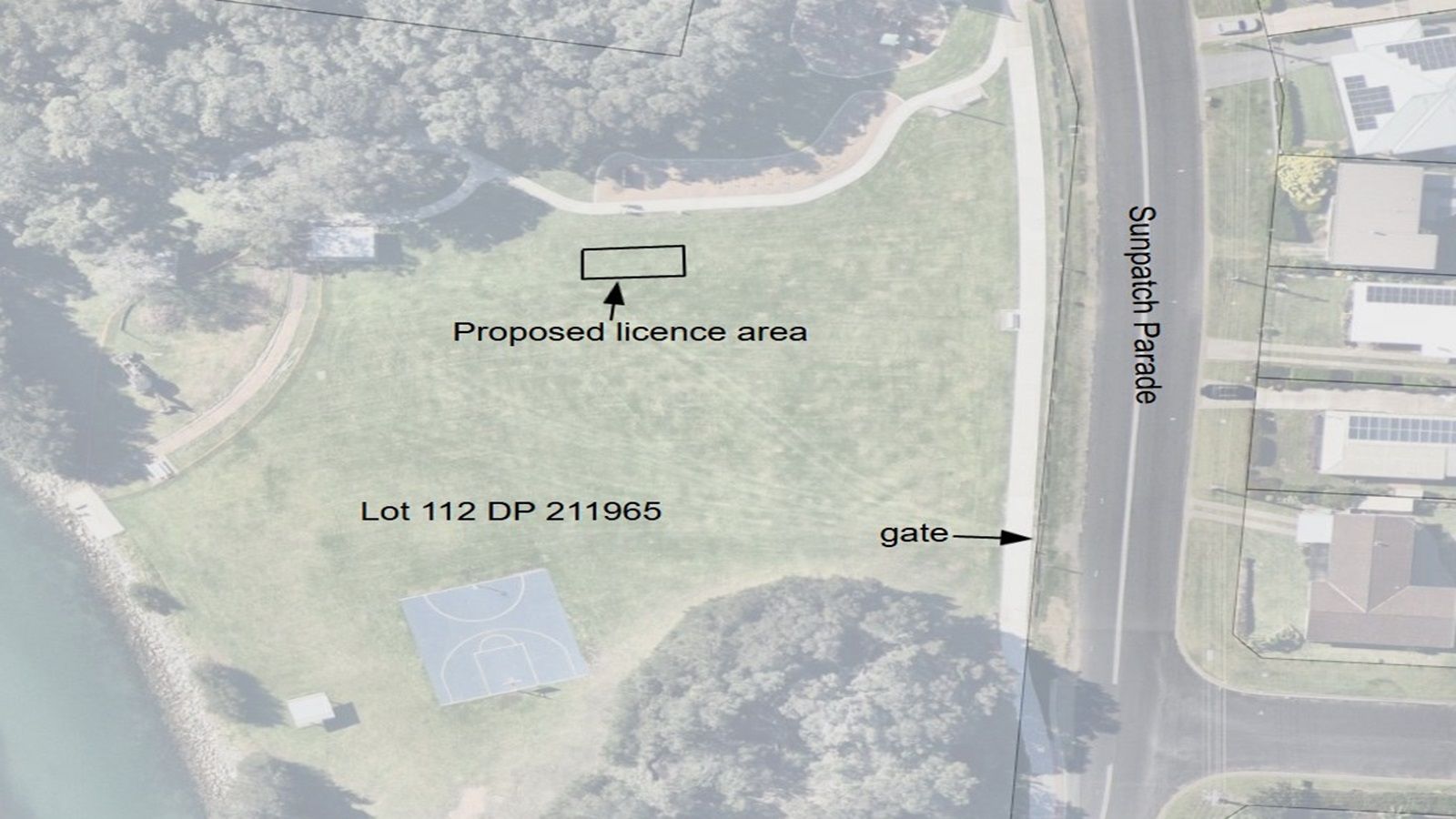 Aerial diagram of Jack Buckley Memorial Park, Tomakin (Lot 112 DP 211965).