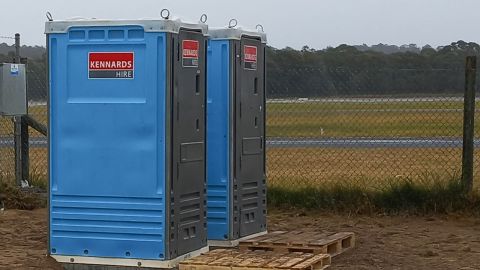 Mobile showers at Moruya North Head campground.