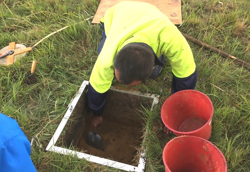 Archaeological test pitting on airport redevelopment lands