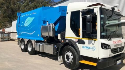 Blue Cleanaway truck